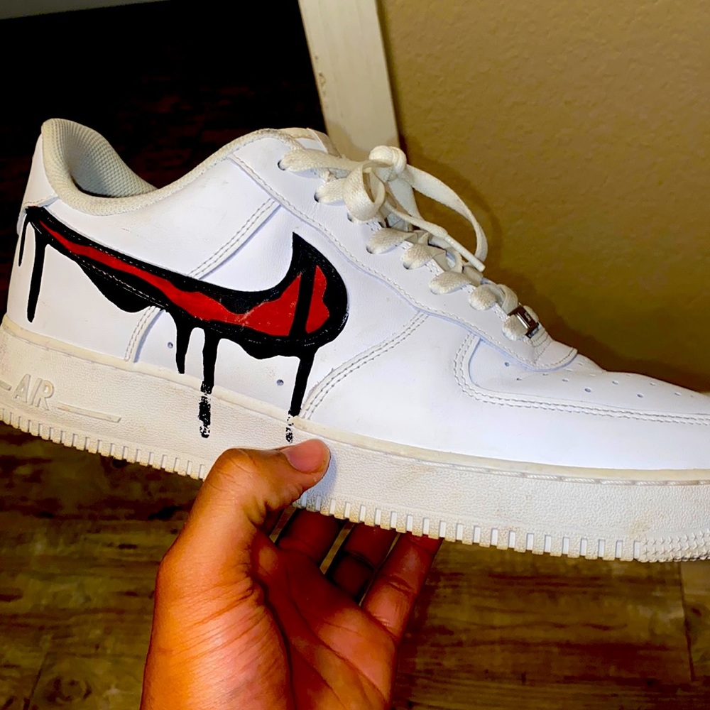 size 13 custom all white forces